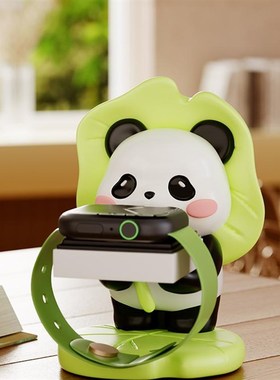 速发iw办tch支架可爱熊猫桌公放置架家居卧室a面室工位摆件