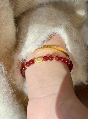 【红烛】天然7A石榴石手串送女友老婆双旦礼物纯银扎基拉姆手链女