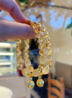 【小金铃】天然黄水晶手串虎眼高级招财转运送女友老婆水晶手链女