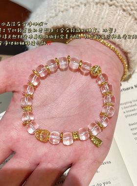 【福禄源源】天然白水晶手串老形珠招财转运水沫玉葫芦送女友手链