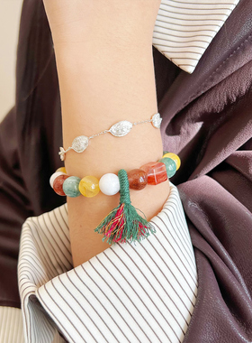 【平安夜】天然水晶手串圣诞节元旦礼物送女友红胶花雪花幽灵手链