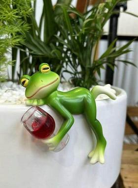 模拟青蛙挂装饰动物饰品壶挂玻璃鱼缸边挂件户外花园花盆边