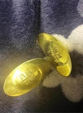 家居风水实心纯铜镀金元宝小号招财貔貅供品镇宅摆件一对书房中式