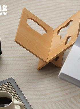 宜集堂INS榉木书报杂志架装饰摆件氛围感家居书架客厅桌面简约