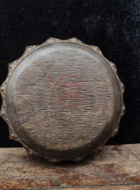 手工雕刻棱型石鼓壶承宝贝底座民俗怀旧仿古摆件雅居茶社实用收藏