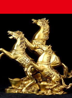 速发铜功肖马铜马成件办公室客厅装饰工艺品马到摆生马上发