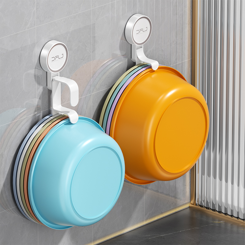 速发免盆孔浴架洗脸打挂钩壁挂盆子收纳室洗手间墙壁神器 - 图1