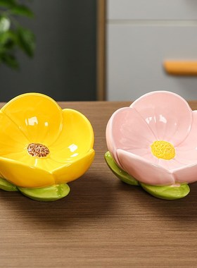 速发陶梳花朵入户玄关门口放扣瓷妆台装饰托盘收纳盒客柜鞋厅摆件