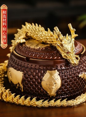 速发黄铜金龙龙年摆件招财工艺品手载件车把桌面装饰品品肖龙礼生
