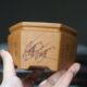 Purple sand flower pot carved small pot handmade bonsai pot green mud F slope mud Su Bing famous pot six square calamus pot