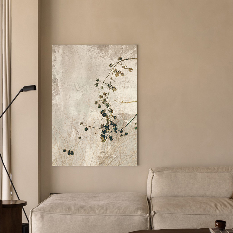 原创侘寂植物挂画民宿卧室客厅玄关沙发背景墙壁画酒店素雅装饰画 - 图0