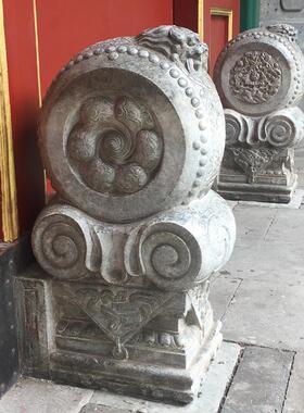 汉白玉抱鼓石对狮麒麟门鼓石中式门户石雕景观摆件别墅庭院门墩石
