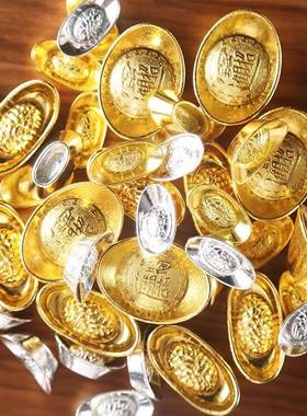 合金仿真金银元宝小号摆件 家居装饰工艺品客厅聚宝盆配件摆设