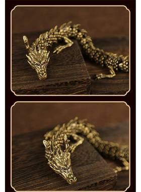 复古做旧立神龙40立体龙蛇摆饰关节可活动铜龙蛇摆件工艺品