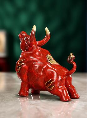 彩铜牛市长虹摆件家居办公室旺市牛桌面牛气冲天工艺品迷你小摆设