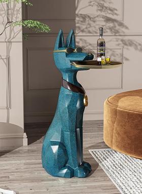 亚马逊热卖创意迎宾落地狗摆件眼镜杜宾犬玄关入户摆件客厅电视柜