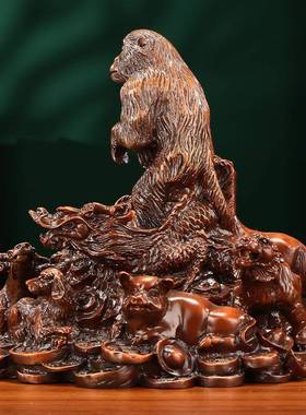 黄铜猴摆件十二生肖工艺品摆设开业礼品商务办公客厅家居装饰品