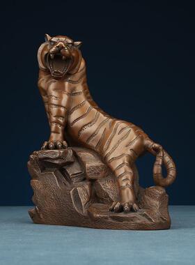 紫铜上山虎摆件生肖虎寅虎铜老虎客厅书房办公室柜台摆设工艺品