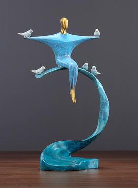 黄铜和平天使摆件人物与白鸽办公室家居办公桌书桌商务礼品送礼