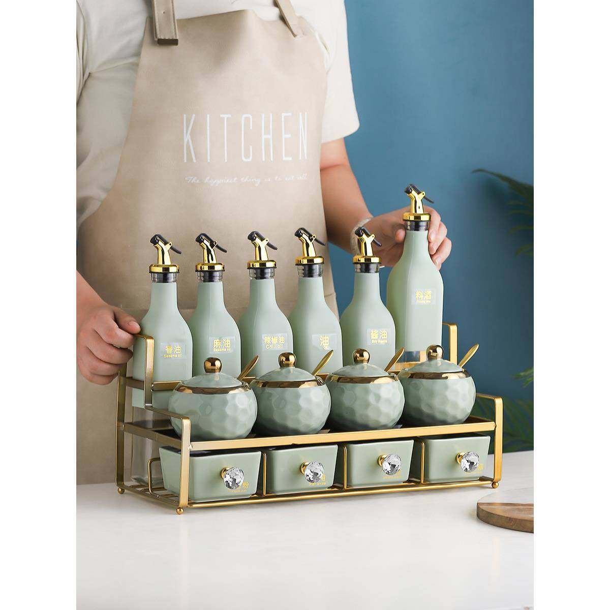 厨高颜值房F9659569调料盒玻璃味瓶套装家用瓷调料罐子油盐调酱醋,淘宝优惠券,粉丝福利购,淘宝优惠卷