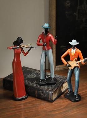 覆古乐队人物家居酒柜装饰品书架书房萨克斯工艺礼品摆饰摆设咖啡