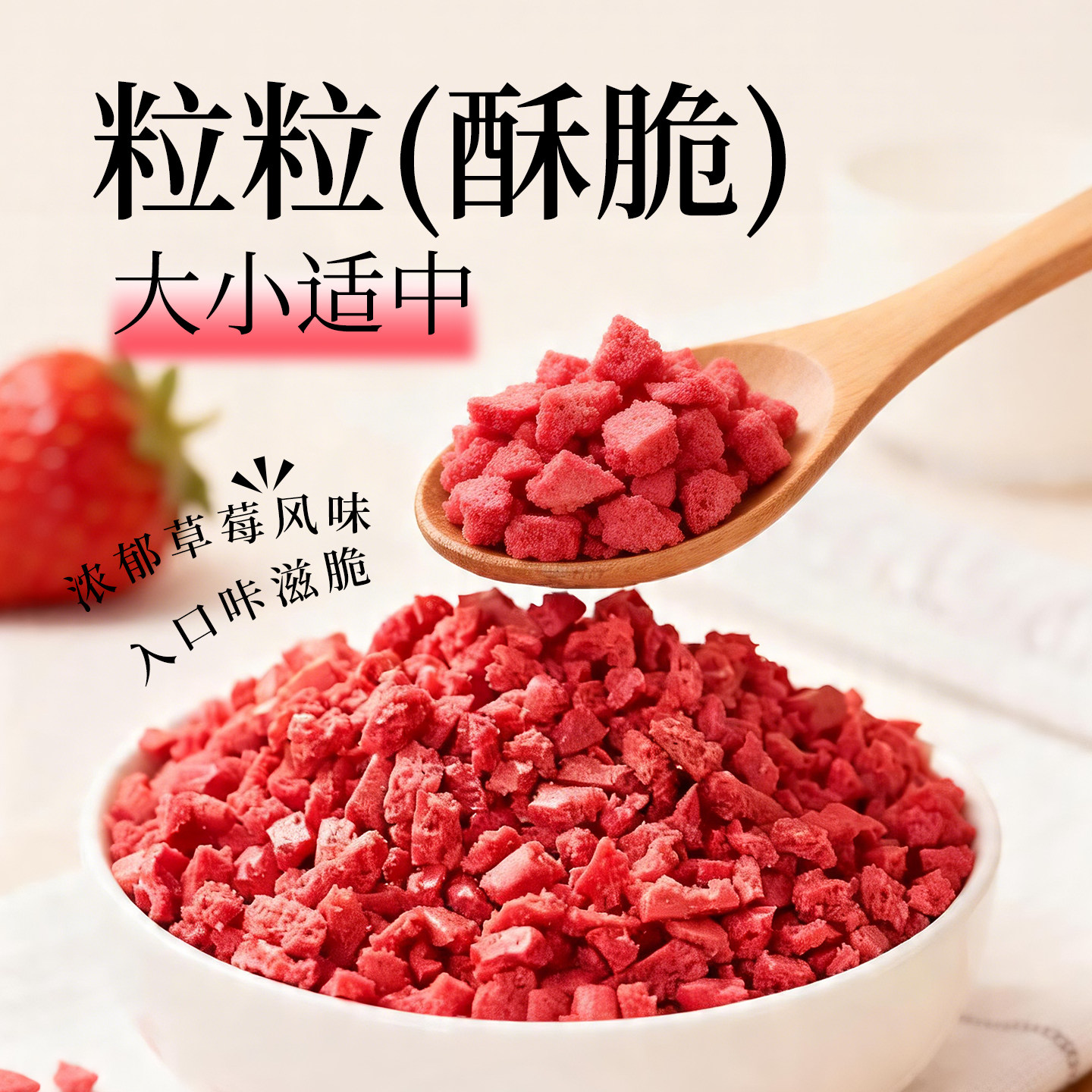 草莓味粒粒脆饼干碎蛋糕甜品装饰雪媚娘冰淇淋即食雪花酥烘焙专用