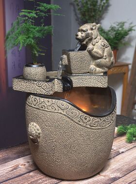 流水摆件循环水中式客厅玄关招财禅意水景观室内客厅桌面装饰