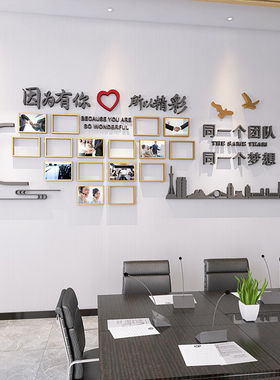 企业文化照片墙面贴画团队员工风采形象展示办公司室装饰励志标语