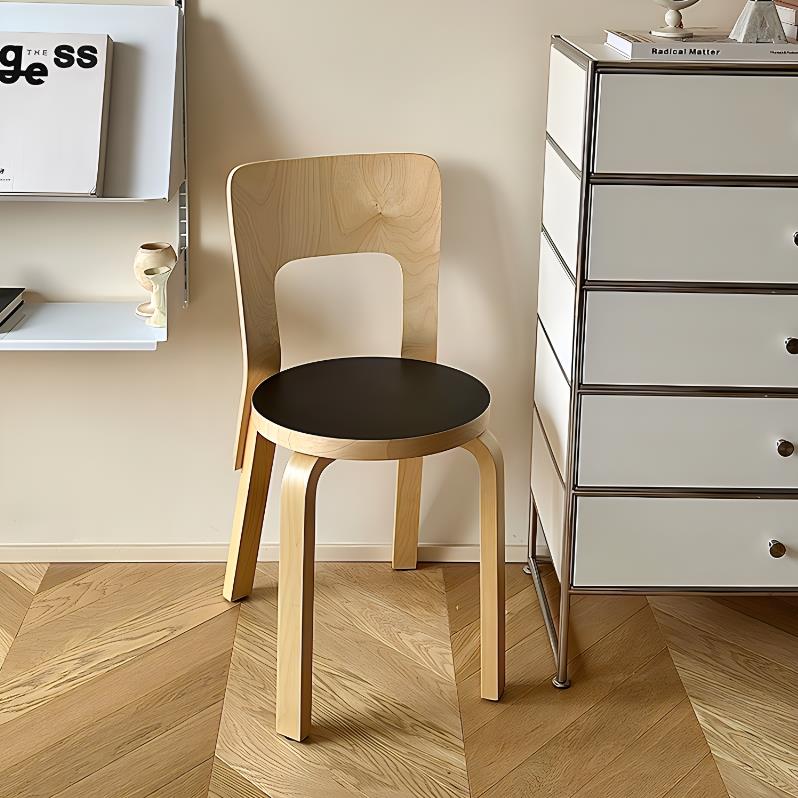 北欧artek平替实木中古家用靠背餐椅现代简约网红ins风设计师椅子 - 图0