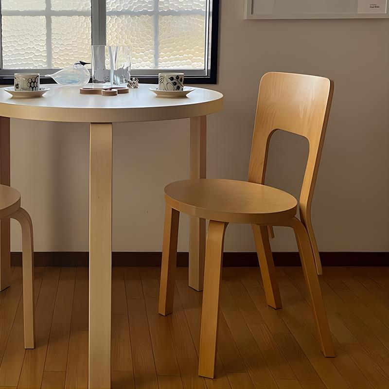 北欧artek平替实木中古家用靠背餐椅现代简约网红ins风设计师椅子 - 图1