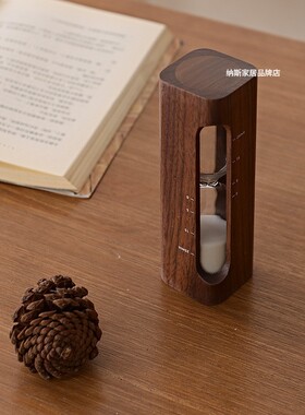 胡桃木沙漏计时器办公室桌面实木复古风玻璃摆件T创意个性装饰摆