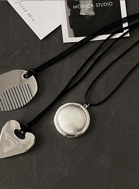 春野森川｜新款黑绳子不锈钢长款项链 拉丝白色小众项链女