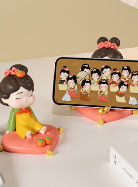 西安文创纪念品古j风唐仕女手机支架办公室工位装饰品摆件女生礼