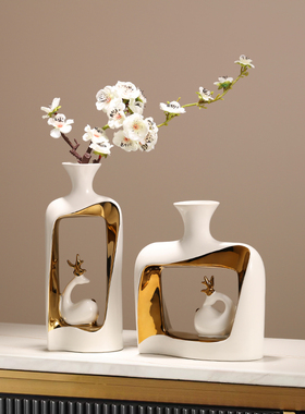 新中式电视柜装饰摆件轻奢高档古风客厅玄关茶桌T高端家具家居饰