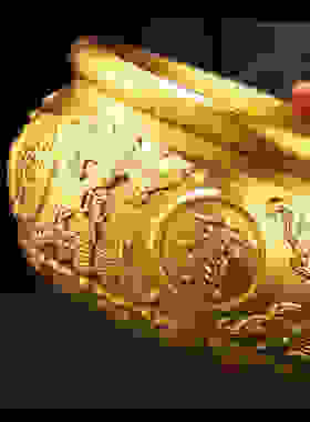 纯铜聚宝盆招财聚财摆件中式家居客厅玄关装饰工艺大号铜缸米缸