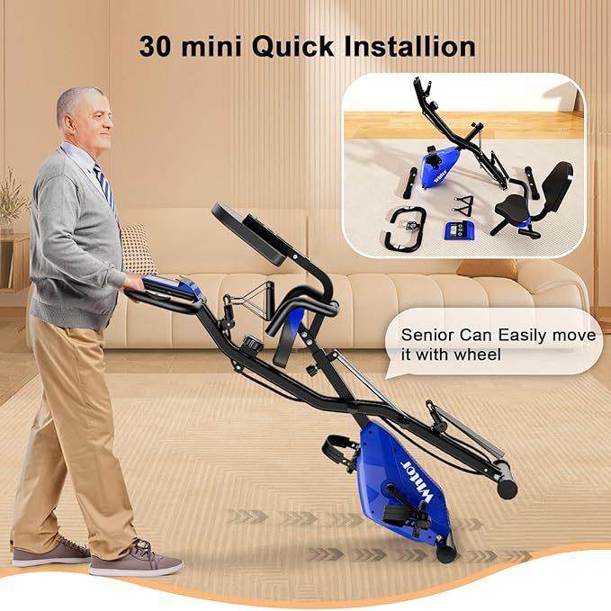 Home exercise bike with tension rope, foldable magnetically controlled silent exercise bike, bicycle