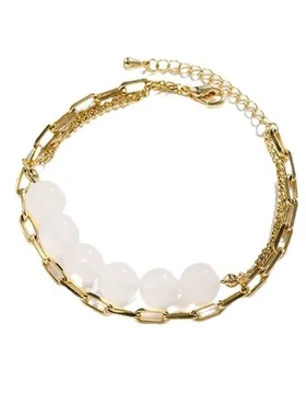 手镯优雅手链新款叠戴双层2024年手饰设计感串珠大气情侣简约网红