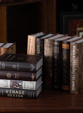 速发复古怀旧工假厅业书摆件咖啡厅餐风模型饰品装饰书道具书