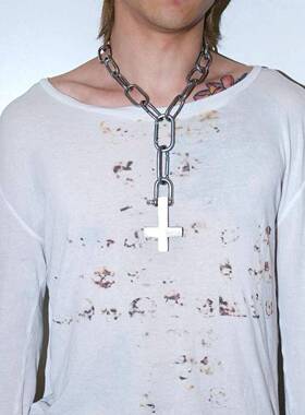 反十字架吊坠金属朋克y2k裤链可调节重磅项链