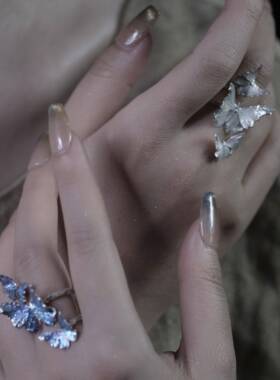 克鲁兹蝴蝶戒指手工珐琅蝴蝶环绕开环