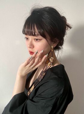 锦缎金银丝绸串珠帘链条流苏复古风汉服暗黑新中式耳环