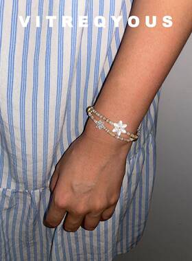 「罗马假日」南法六角星天然马蹄贝双炼原创小众手錬