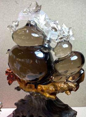 天茶晶水原石精雕葫786芦摆件全然家芦福葫芦白水晶葫原石摆件