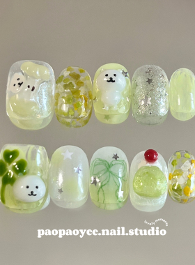 自嘲熊ins风原创手工定制穿戴甲可爱高级感立体美甲贴片假指甲