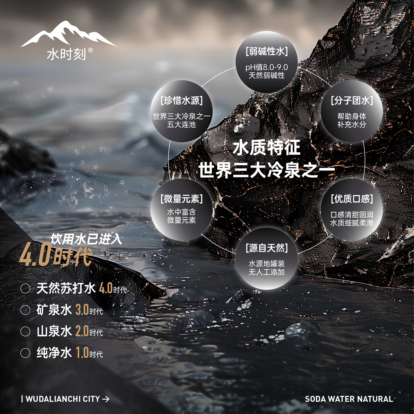 水时刻五大连池天然苏打水0卡0脂0糖弱碱性1箱（10瓶）装JD包邮 - 图2