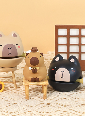 卡皮巴拉木鱼桌面摆件办公室情绪稳定神器治愈系工位装饰生日礼物