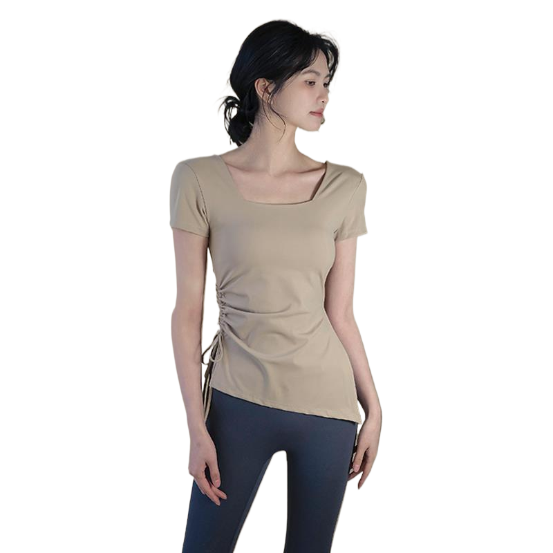LULU带胸垫短袖T恤女春秋新款运动瑜伽上衣高级感方领内搭亲肤透,淘宝优惠券,粉丝福利购,淘宝优惠卷