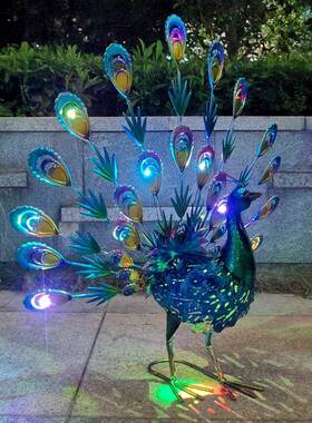 W-G18001饰烁室外造景道铁具装太阳能灯闪花园户外艺动物摆件雕塑