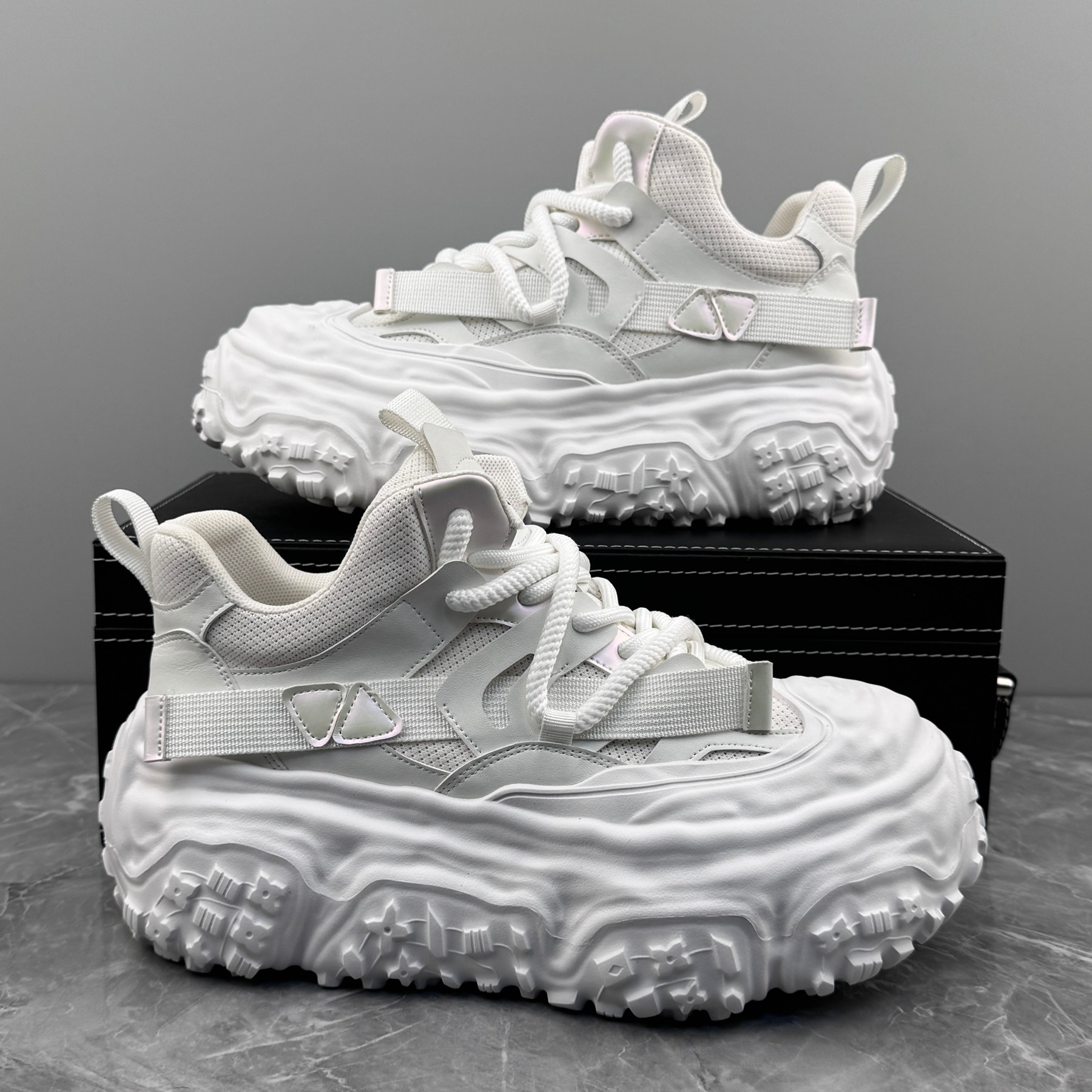 潮牌老爹鞋男2025新款白色休闲鞋时尚潮流男鞋夏季透气增高小白鞋,淘宝优惠券,粉丝福利购,淘宝优惠卷