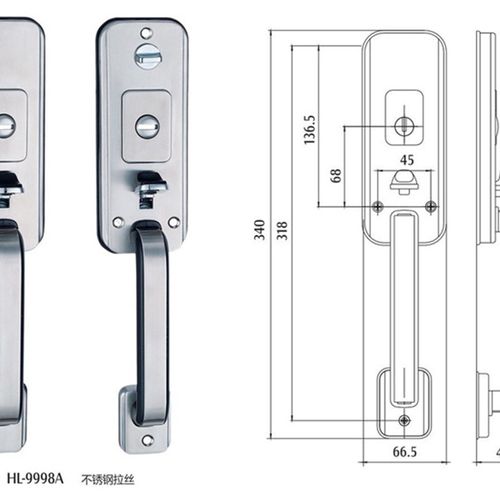 老式防盗门锁面板拉手双开门按压不锈钢入户子母大门锁把手通用型 - 图2